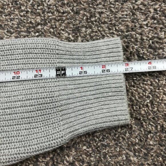 J Crew Sweater Ribbed Cotton Military Leather Shoulder Patches Gray Mens Large - Picture 9 of 11